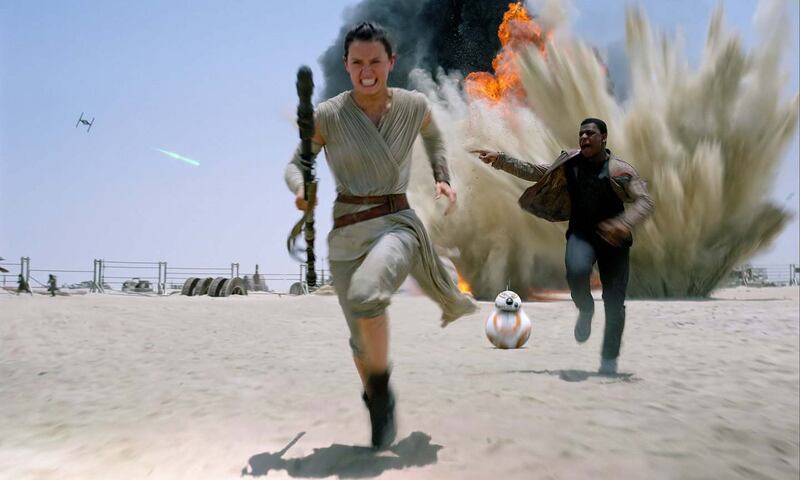 The Force Awakens: Daisy Ridley with John Boyega in the Star Wars film