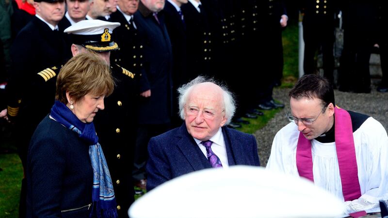 President Micheal D Higgins at the funeral of CaptDara Fitzpatrick. Photograph: Cyril Byrne/The Irish Times