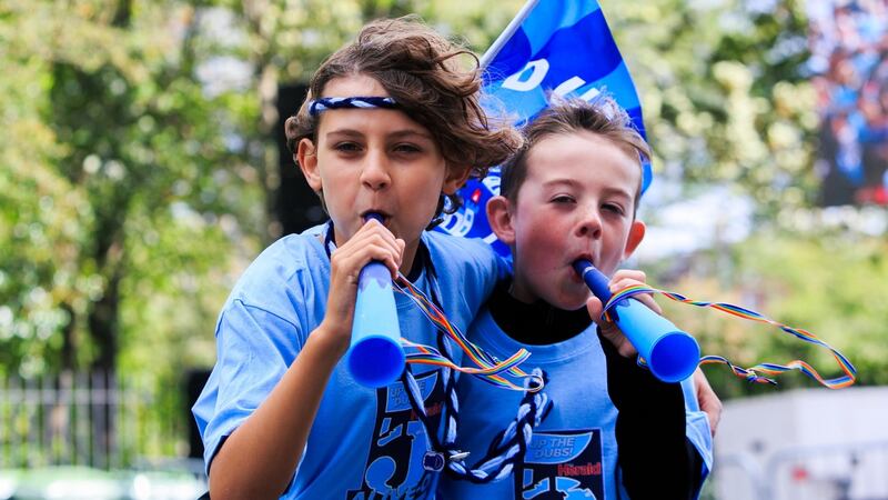 Noah Mongey and Rian Cooke from Artane in Merrion Square, Dublin. Photograph: Gareth Chaney/Collins
