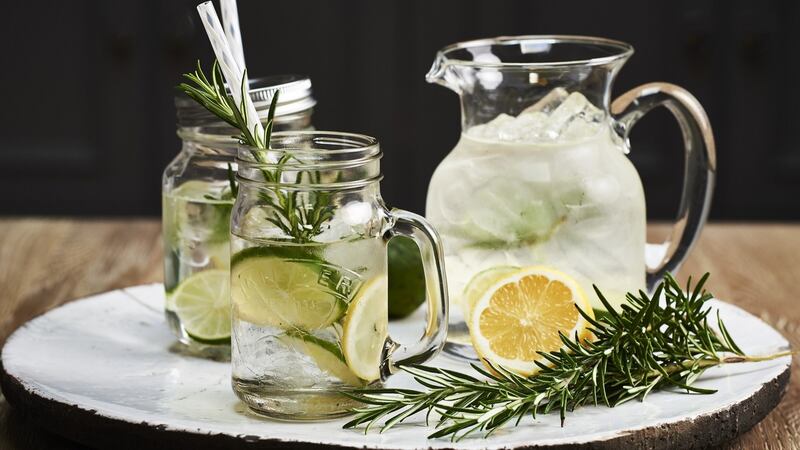 A Greenwich jug, €50, from Neptune, filled with homemade lemonade, will tempt most to linger a longer while