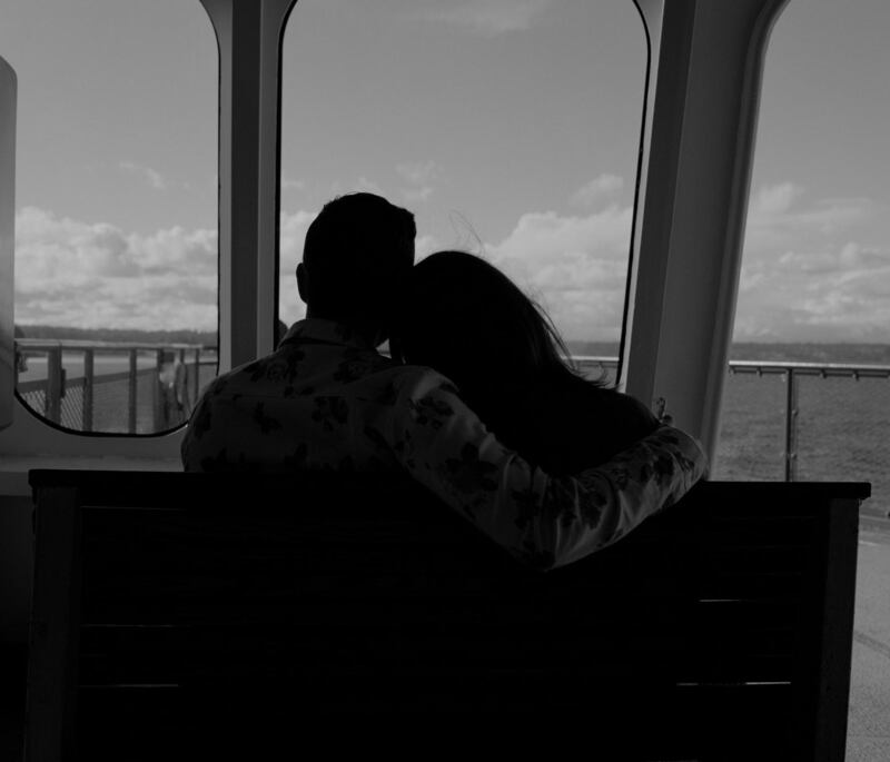 Amanda Knox and Christoper Robinson live a ferry ride from Seattle. Photograph: Ricardo Nagaoka/The New York Times