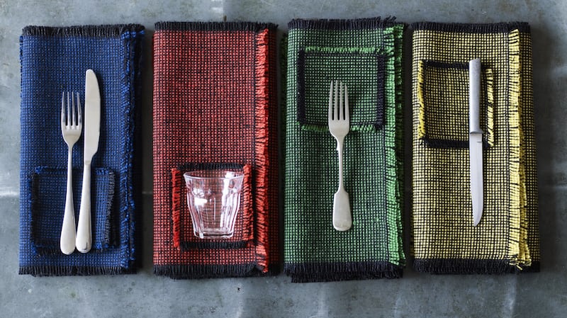 Mourne Textiles stylish range of placemats and coasters are made from its signature Mourne Check. Photograph:   Tara Fisher