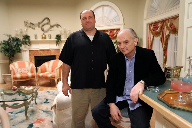 The actor James Gandolfini and the show creator David Chase on the set of “The Sopranos” in Queen. Photograph: Sara Krulwich/The New York Times
                      