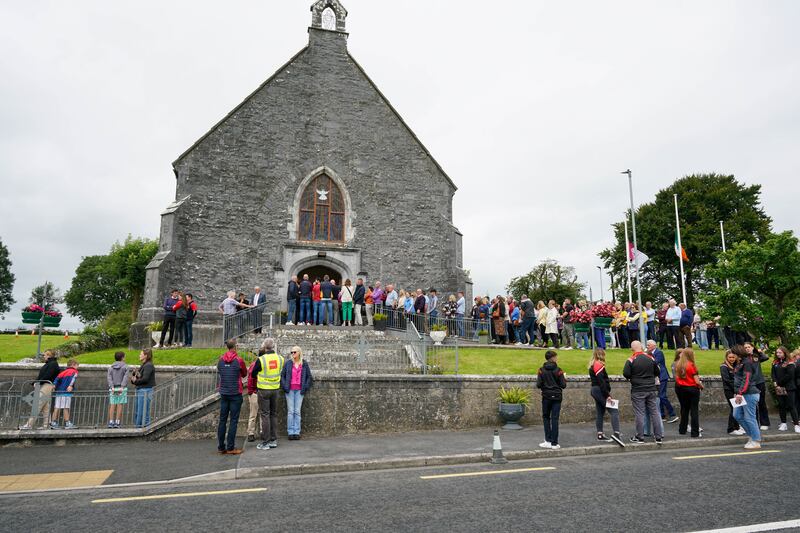 Mourners attend the funeral for Vanessa Whyte and her children, Sara and James, at Church of the Immaculate Conception in Barefield, Co Clare. Photograph: Noel Sweeney/PA Wire