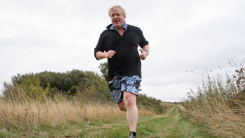 Boris Johnson runs near his home on Tuesday ahead of his speech at the   Conservative Party Conference. Photograph: Getty