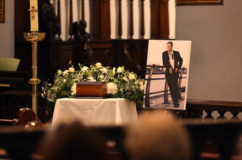 The memorial service for showband singer Brendan Bowyer, in the Cathedral of the Most Holy Trinity Within, in Waterford city.
Photograph: Dara Mac Dónaill










