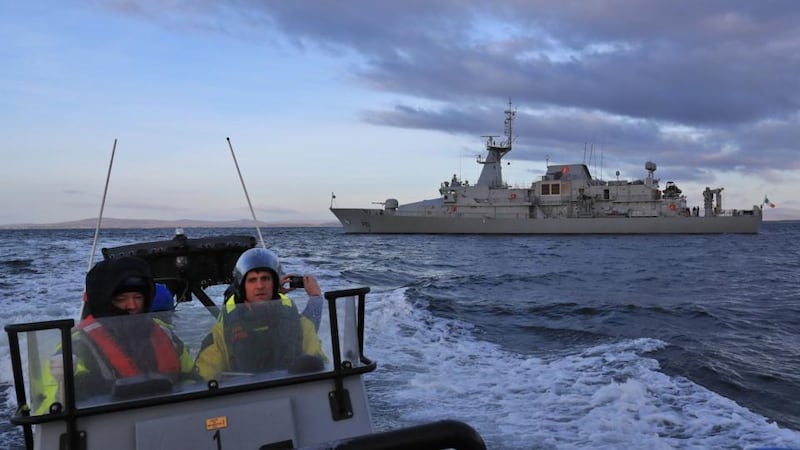 Rescue 116: members of the Naval Service during the search for the Irish Coast Guard helicopter. Photograph: Colin Keegan/Collins