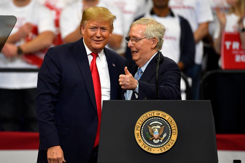 Donald Trump has been endorsed by Mitch McConnell, the Senate Republican leader. Photograph: Timothy D Easley/AP