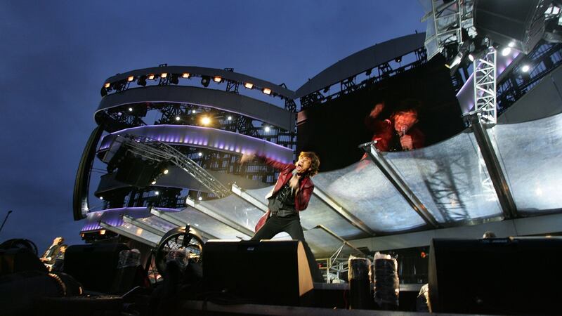 Returning after 25 years to Slane Castle, Mick Jagger performs to a crowd of 70,000 on Saturday 18th August, 2007. Photograph: Kate Geraghty