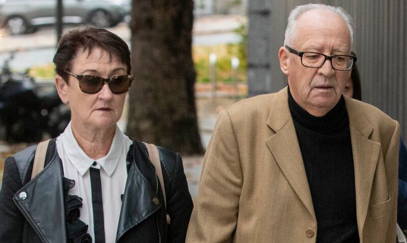 Geraldine and Patric Kriégel arrive at the sentencing hearing. Photograph: Collins Courts