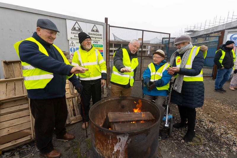 Barry Burke, Tony McCormack, Billy Walsh, John O'Donovan and Sarah Moran outside the old Great Southern hotel at Rosslare Harbour. Photograph: Patrick Browne