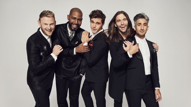 From left, Bobby Berk, Karamo Brown, Antoni Porowski, Jonathan Van Ness, Tan France in the Netflix remake of Queer Eye