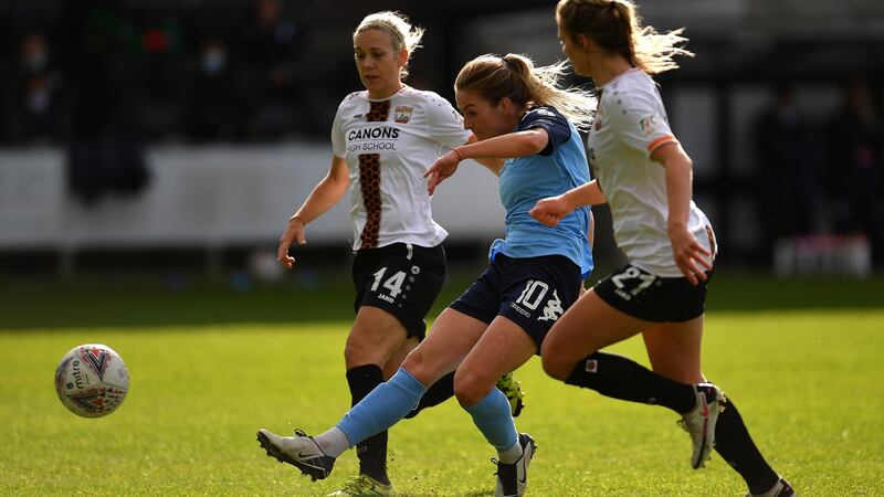 Lily Agg: ‘I put myself about the pitch, and I have an eye for goal.’ Photograph:  Justin Setterfield/Getty Images