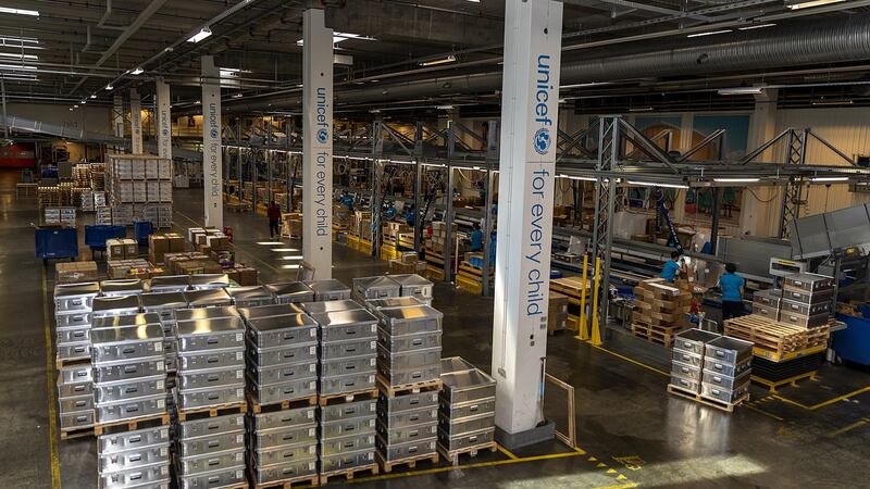 Warehouse filled with aid destined for Ukraine