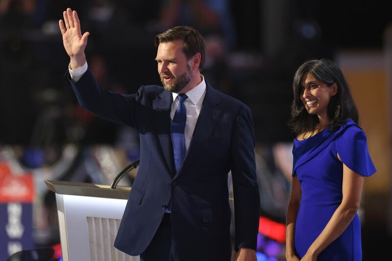 Usha and JD Vance at this week's Republican National Convention in Milwaukee, Wisconsin. Photograph: Maddie Mcgarvey/New York Times