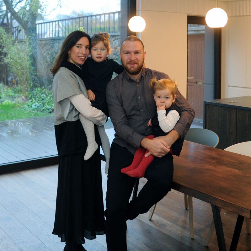Gary Tynan and Claire Lepoivre with their daughters, Anna and Adele. Photograph: Aidan Crawley