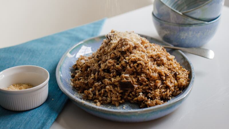 Wild mushroom risotto: take your time making it and you will have a lovely creamy result. Photograph: Emma Jervis
