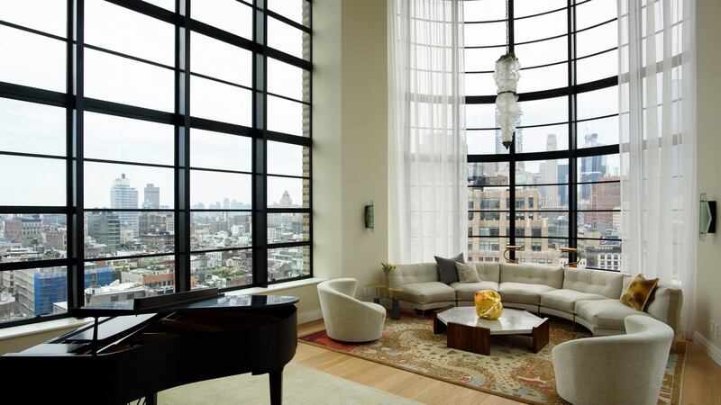 A unit created from what was originally the 45-million-dollar triplex penthouse at 10 Sullivan Street in New York, July 7, 2016. (Karsten Moran/The New York Times)