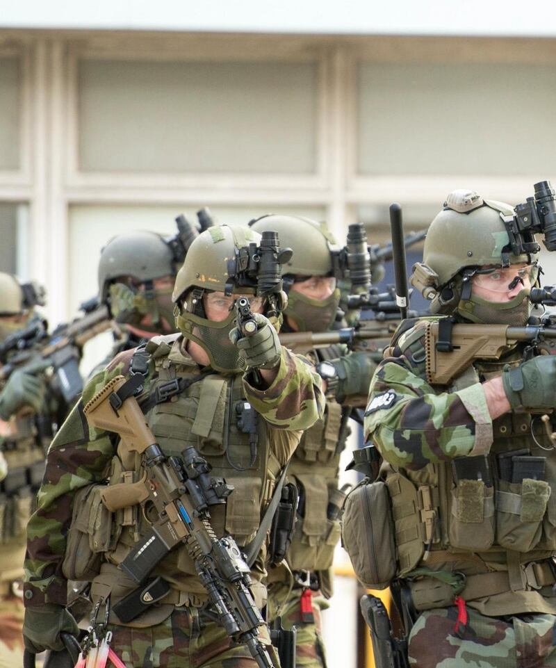 Members of the Irish Defence Forces during their anti-terrorism exercise in Dublin on Wednesday. Photograph: Defence Forces