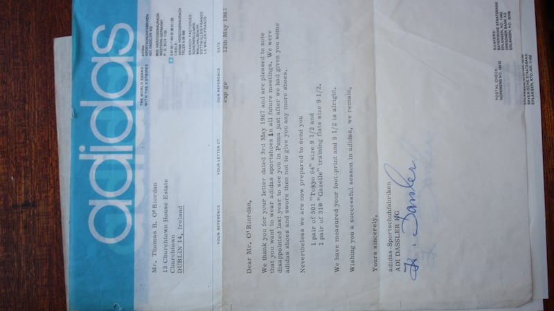 The letter from Adidas  dated  May 3rd, 1967. The company said it was “pleased to note that you want to wear Adidas sportshoes in all future meetings”