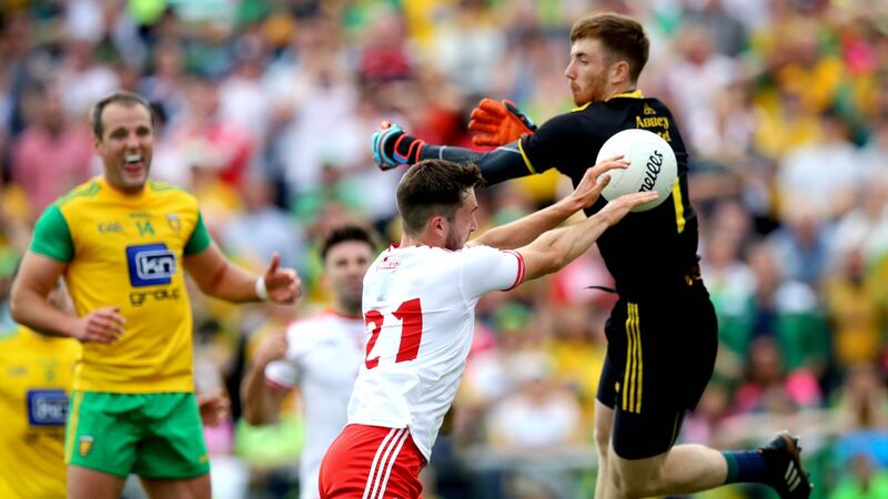 Harry Loughran scores against  Donegal.