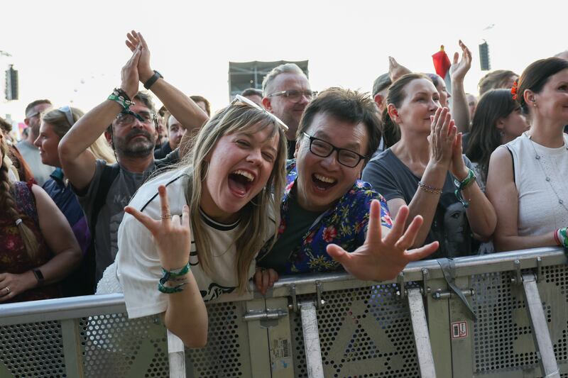 Front-row fans at Wet Leg on the Main Stage at All Together Now, Curraghmore Estate, Co Waterford. Photograph: Dan Dennison