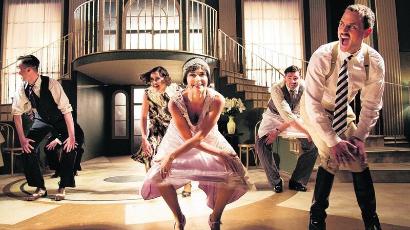 Charlene McKenna (centre) and Mark Huberman (right)  in  the Great Gatsby at the Gate Theatre. Photograph: Agata Stoinska