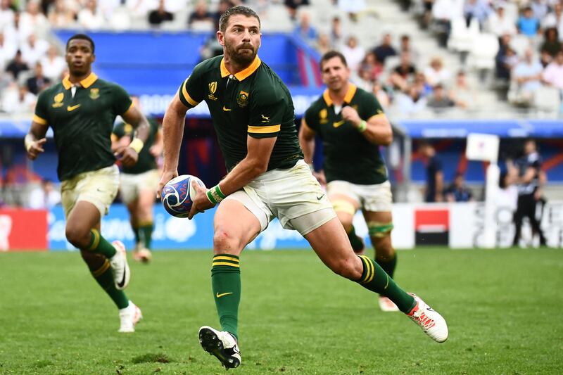 South Africa's full-back Willie Le Roux: the Springboks have sacrificed his playmaking skills on the altar of the 7-1 bench, and they look the worse without the try-assist king. Photograph: Christophe Archambault/AFP