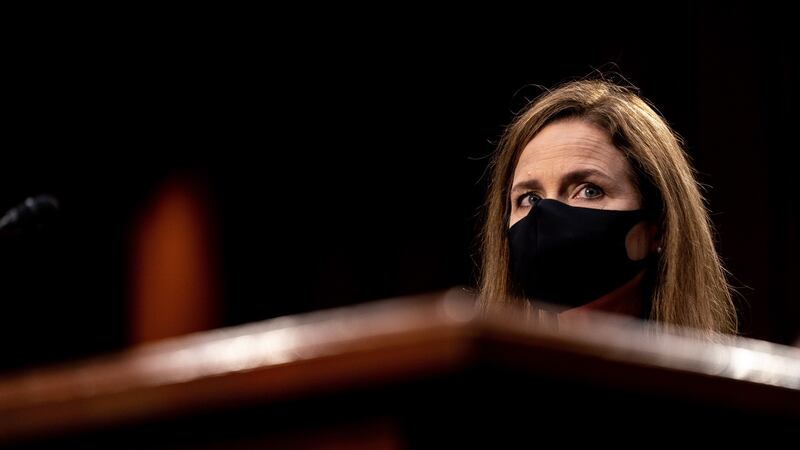US supreme court nominee  Amy Coney Barrett on the opening day of her confirmation hearing by the Senate judiciary committee i on October 12th. Photograph: Erin Schaff/EPA