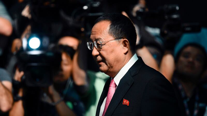 North Korea: Ri Yong-ho said targeting the US with rockets was inevitable after “Mr Evil President” Trump called Pyongyang’s leader a “rocket man”. Photograph: Jewel Samad/AFP/Getty