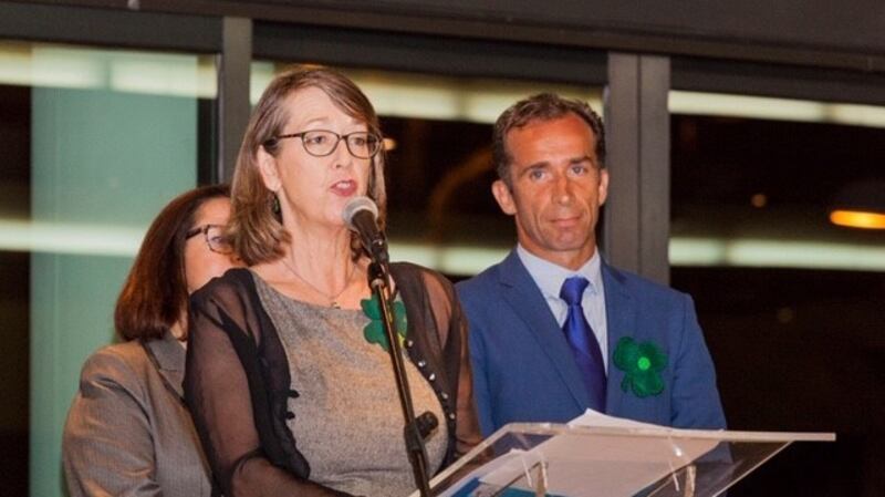Former RTÉ producer Cliodna O’Flynn with honorary Irish consul Alvaro de la Barcena Argany at a St Patrick’s Day dinner in Tenerife