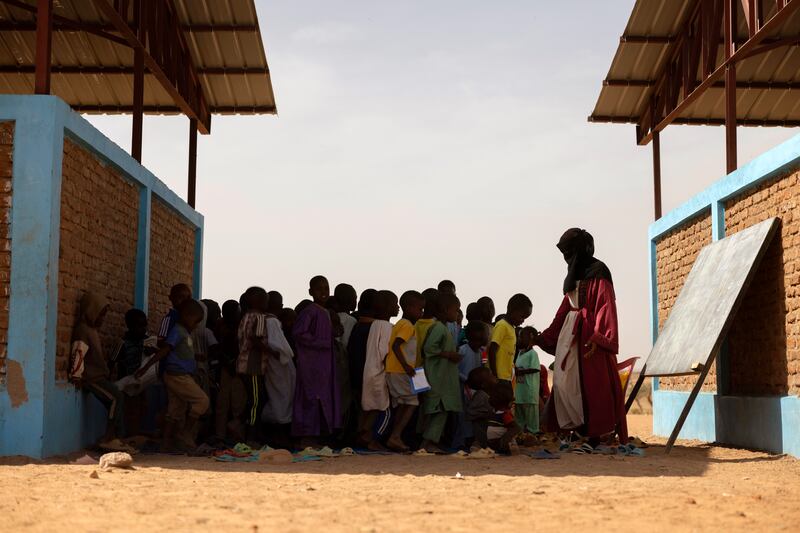 Children at the school in the Farchana refugee camp. Photograph: Chris Maddaloni