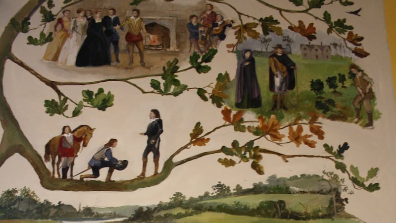 Detail of a Michael Dillon mural on a stairwell in a Co Meath house.