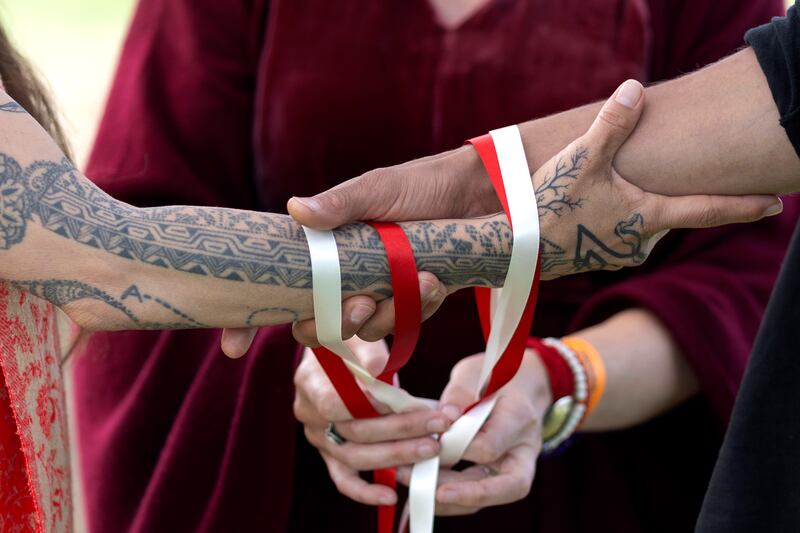 A handfasting ceremony
