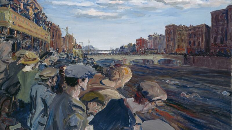 The Liffey Swim by Jack B Yeats (1923), which won a silver medal at the Paris Olympics of 1924. Photograph:  National Gallery of Ireland