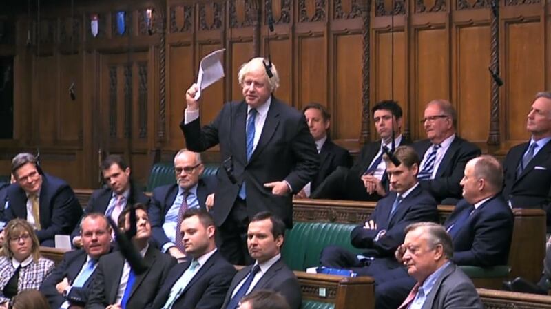 Boris Johnson  speaks in the House of Commons at the start of a five-day debate on Theresa May’s Brexit deal. Photograph: PA Wire