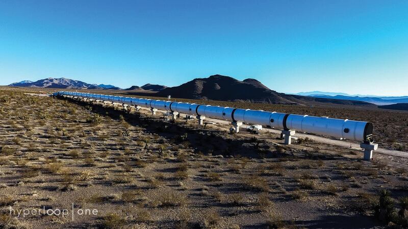 Changing modes of transport: The Hyperloop One test track in the Nevada dessert. Hyperloops are sealed tube or system of tubes through which a pod travels free of air resistance or friction at speeds of up to 970km per hour.