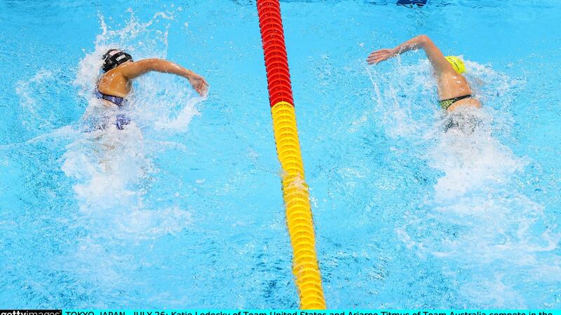 Katie Ledecky and Ariarne Titmus will go head to head again on Wednesday. Photo: Rob Carr/Getty Images