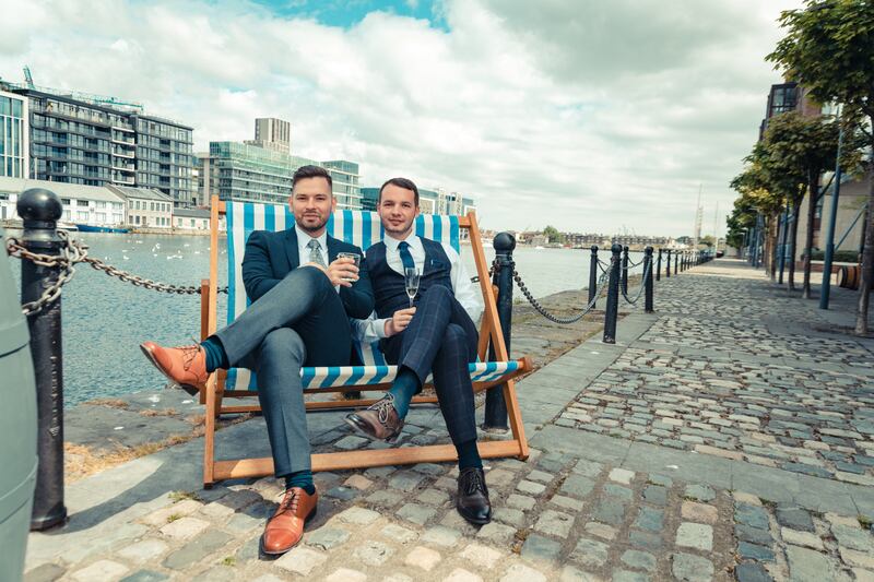 'What attracted us here was the referendum.' Max Plamadeala and Val Tataru on their wedding day.