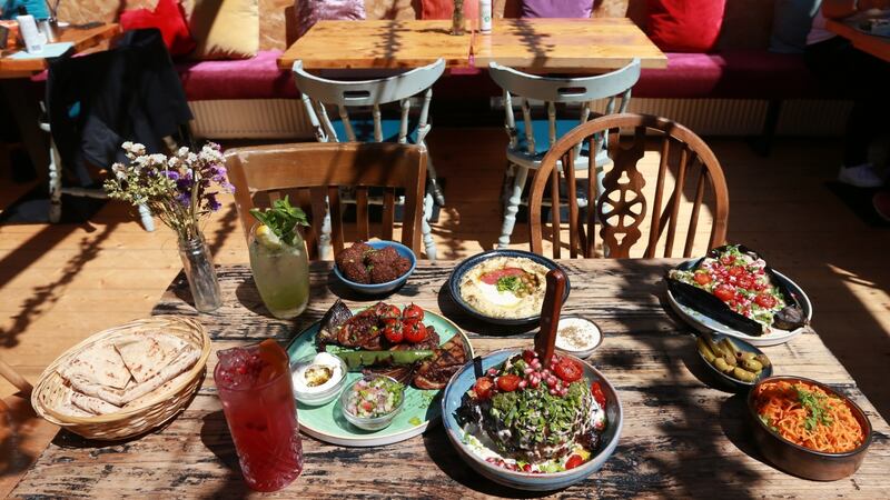 Vegetarian feast at Shou. Photograph: Laura Hutton
