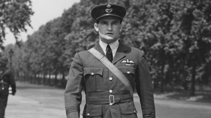 RAF squadron leader George Beamish , leaves Buckingham Palace in London after receiving his distinguished flying cross on June 11th, 1940. Photograph: Central Press/Hulton Archive/Getty Images