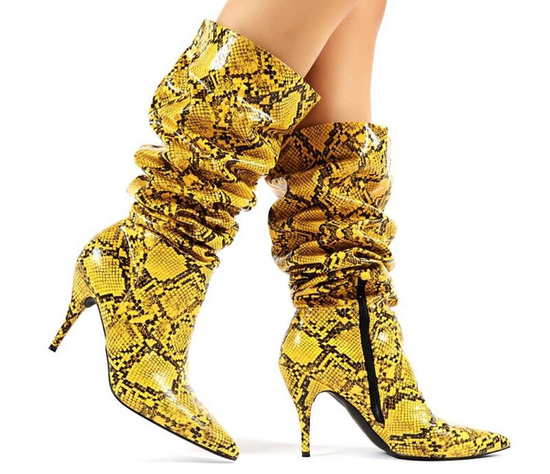 Nicole snakeskin heeled slouch boots by Public Desire, €53.99 from publicdesire.com