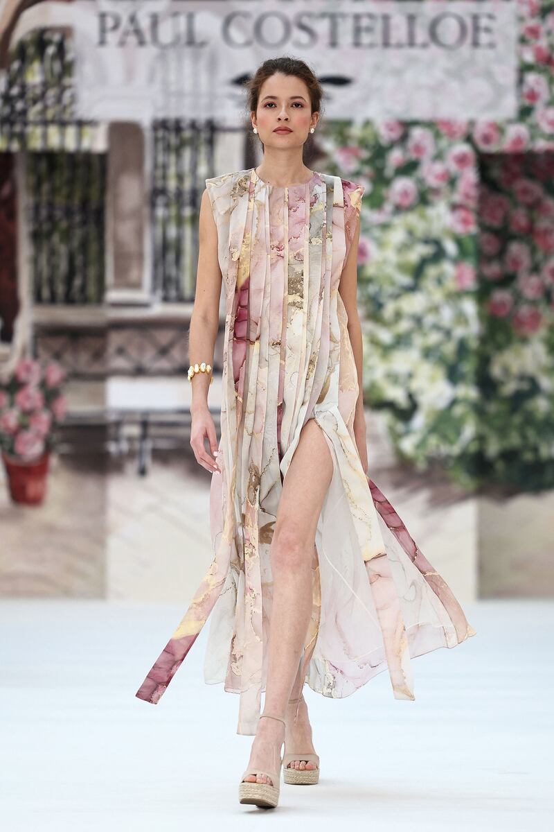 Paul Costelloe runway show at London Fashion Week 2023. Photograph: Henry Nicholls/AFP/Getty Images