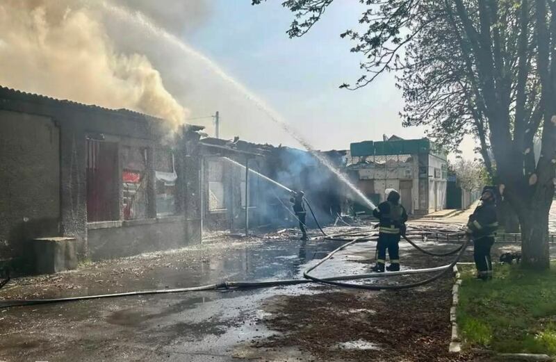 The gutted office of the Zorya newspaper in Lyman, a frontline city in Ukraine's eastern Donetsk region. Photograph: Courtesy of Oleksandr Pasichnyk