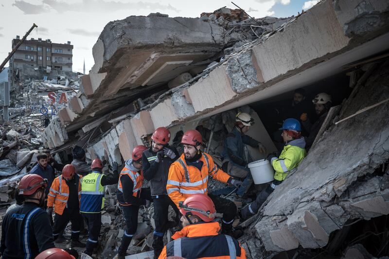 A search-and-rescue operation in Iskenderun, Turkey, on Wednesday. Photograph: Sergey Ponomarev/New York Times