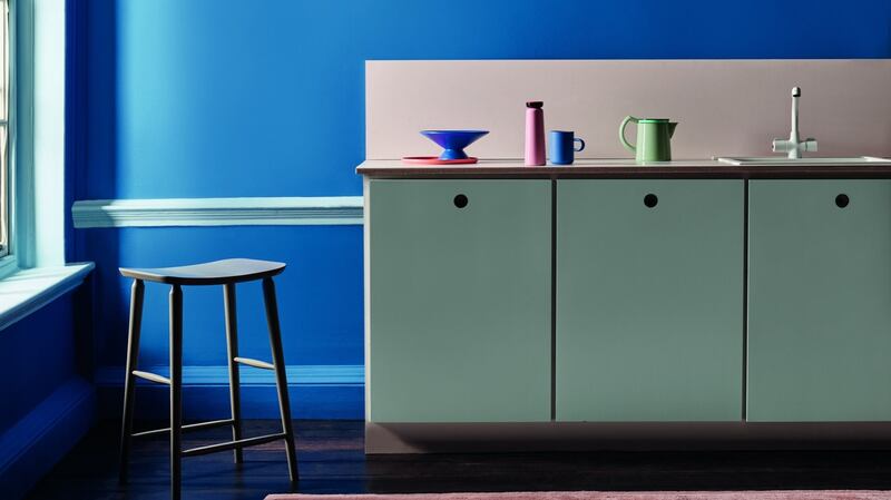 On the walls here is Into the Blue by Crown Paints, a restful blue that is new for 2020.