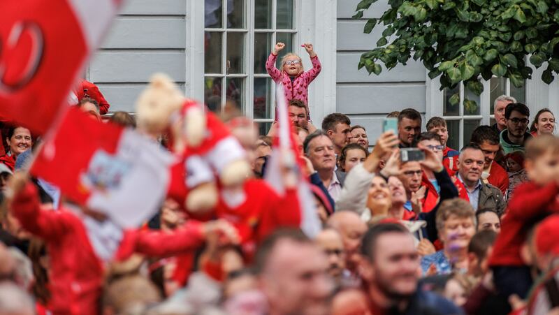 Cork fans at the homecoming of the All-Ireland senior camogie champions. Photograph: James Crombie/Inpho 