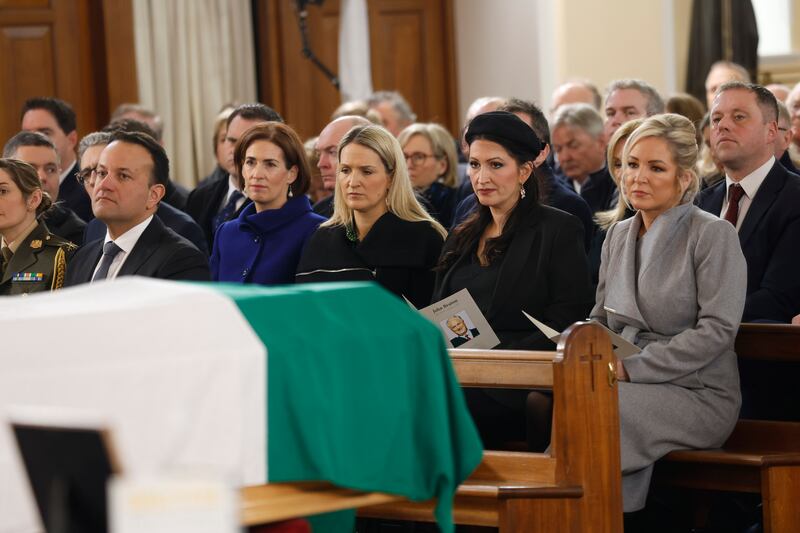 Political figures turned out for the funeral service for former taoiseach John Bruton. Photograph: Julien Behal/Government Information Service/PA Wire 