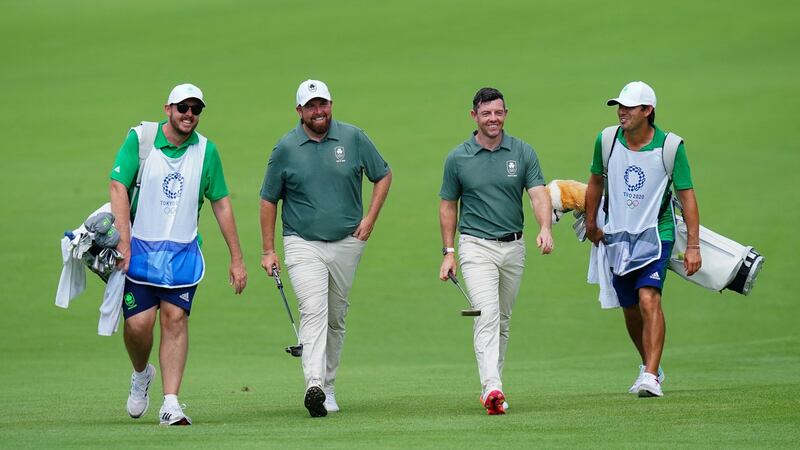 Ireland’s Shane Lowry and Rory Mcilroy remain firmly in the medal mix in Tokyo. Photograph: Yoshi Iwamoto/Getty/AFP