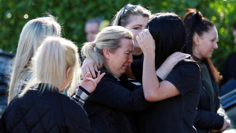 Mourners at the prayer service in Bray for Annmarie, Paris, AJ, Holly and Jordan O’Brien, who died in the Clondalkin fire.  Photograph: Nick Bradshaw